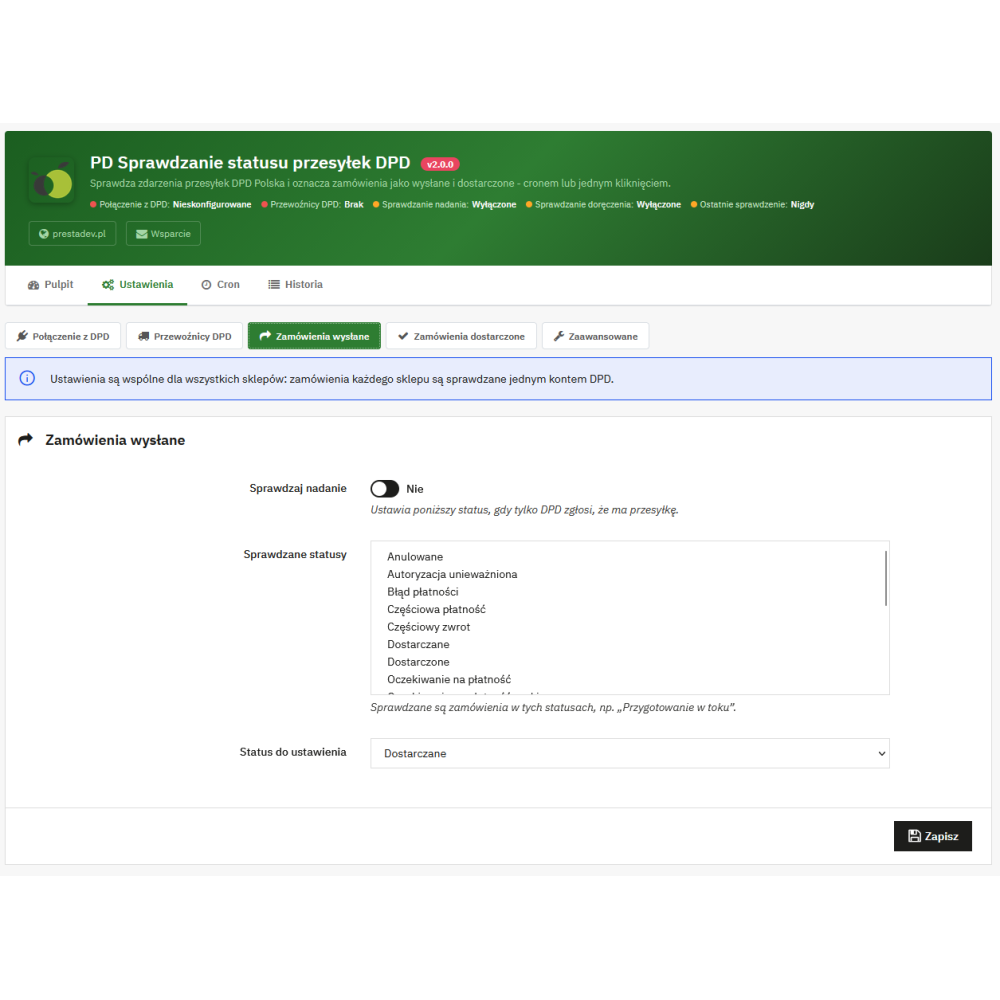 DPD – stav odesláno a doručeno v PrestaShopu | PrestaDev