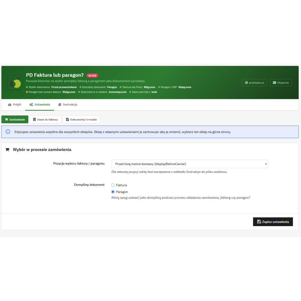 Rechnung oder Kassenbon – Auswahl in PrestaShop | PrestaDev