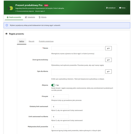 Prezent produktowy Pro — prezenty do zamówień w PrestaShop
