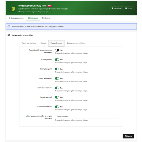Prezent produktowy Pro — prezenty do zamówień w PrestaShop