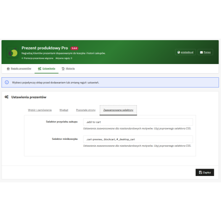 Prezent produktowy Pro — prezenty do zamówień w PrestaShop