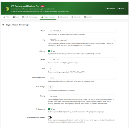 Backup und Wiederherstellung des Shops Pro – automatische PrestaShop-Backups mit Wiederherstellung aus dem Panel und ohne Panel