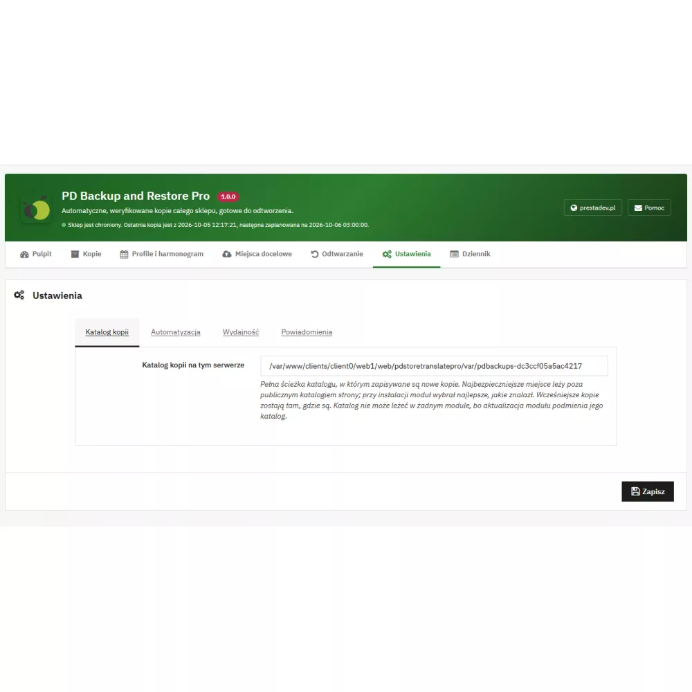 Store Backup and Restore Pro – automatic PrestaShop backups with restoration from the admin panel and without the admin panel