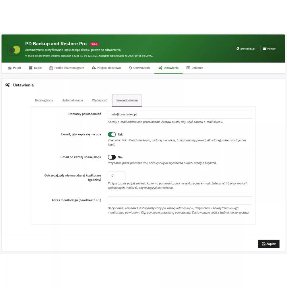 Store Backup and Restore Pro – automatic PrestaShop backups with restoration from the admin panel and without the admin panel