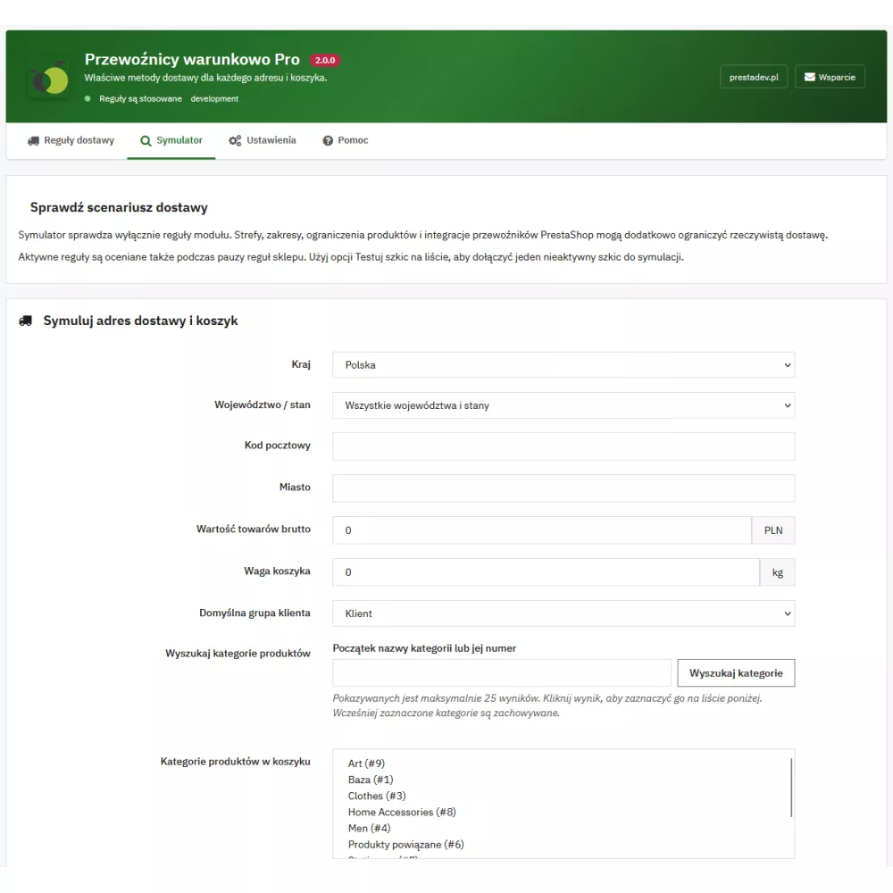 Przewoźnicy warunkowo Pro — warunkowe metody dostawy w PrestaShop