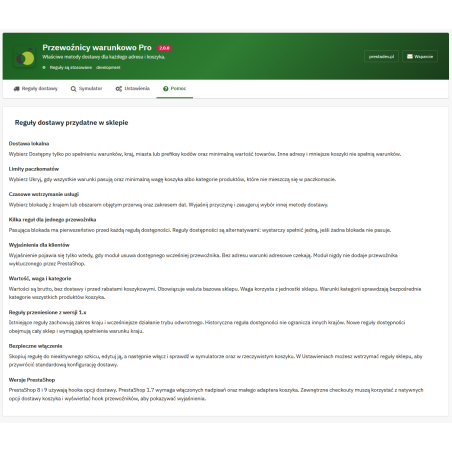 Przewoźnicy warunkowo Pro — warunkowe metody dostawy w PrestaShop