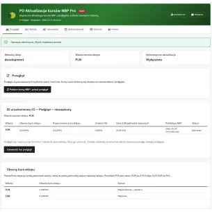 Mise à jour des taux de change NBP Pro — taux de change dans PrestaShop 2
