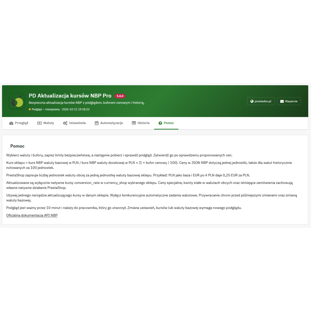 NBP Exchange Rates Update Pro — currency exchange rates in PrestaShop