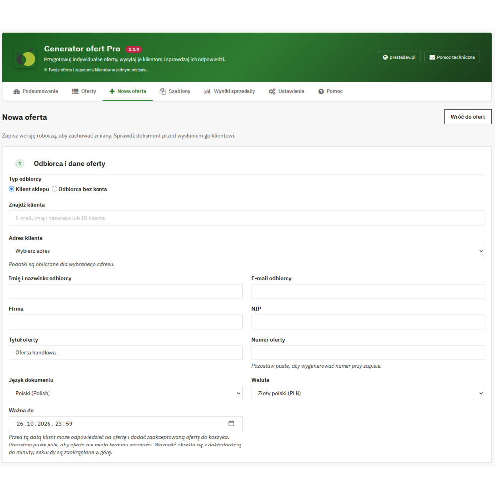 Offer Generator Pro – individual sales offers in PrestaShop