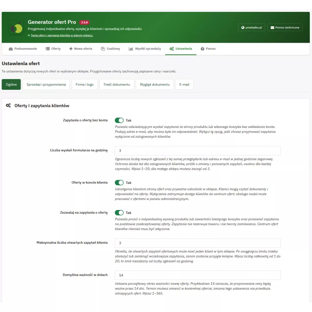 Generator ofert Pro – indywidualne oferty handlowe w PrestaShop