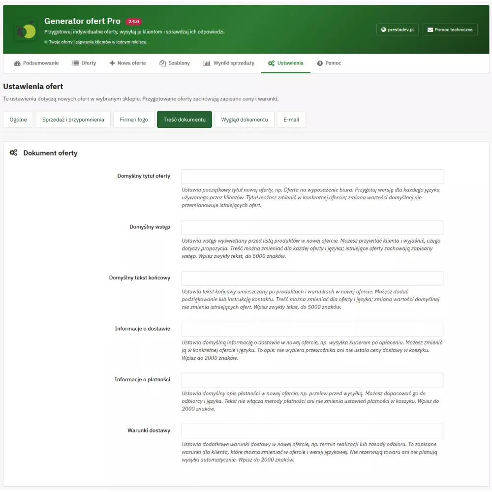 Generator ofert Pro – indywidualne oferty handlowe w PrestaShop