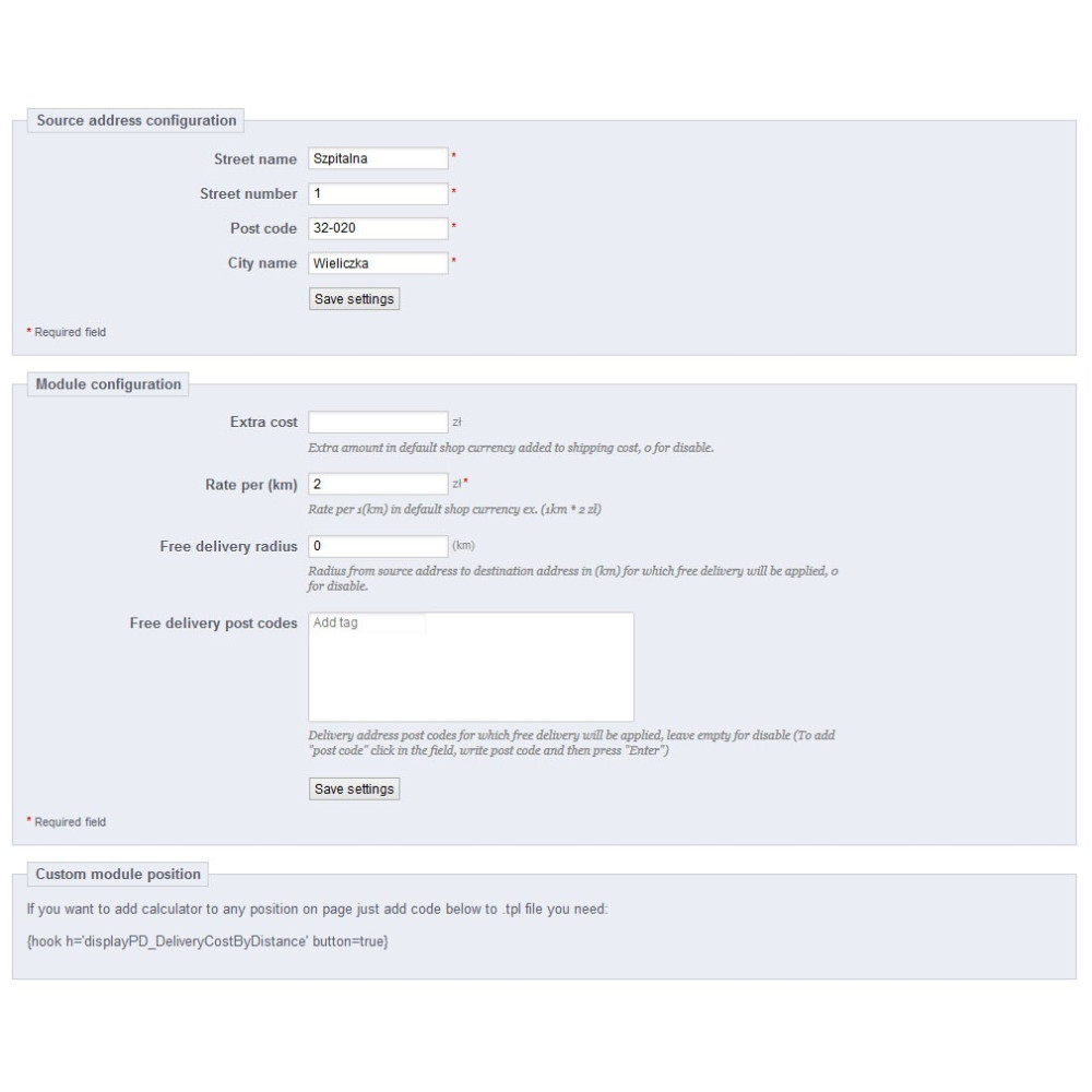 Delivery module based on distance