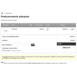 Модуль сума, що залишилася до безкоштовної доставки для PrestaShop 2