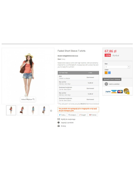 Lieferkostenmodul auf der Produktkarte für PrestaShop