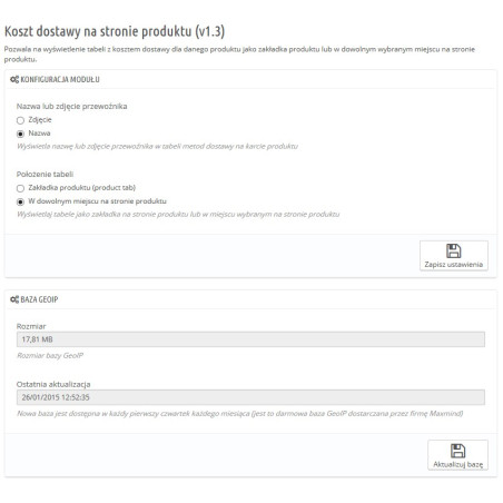 Moduł koszt dostawy na karcie produktu dla PrestaShop