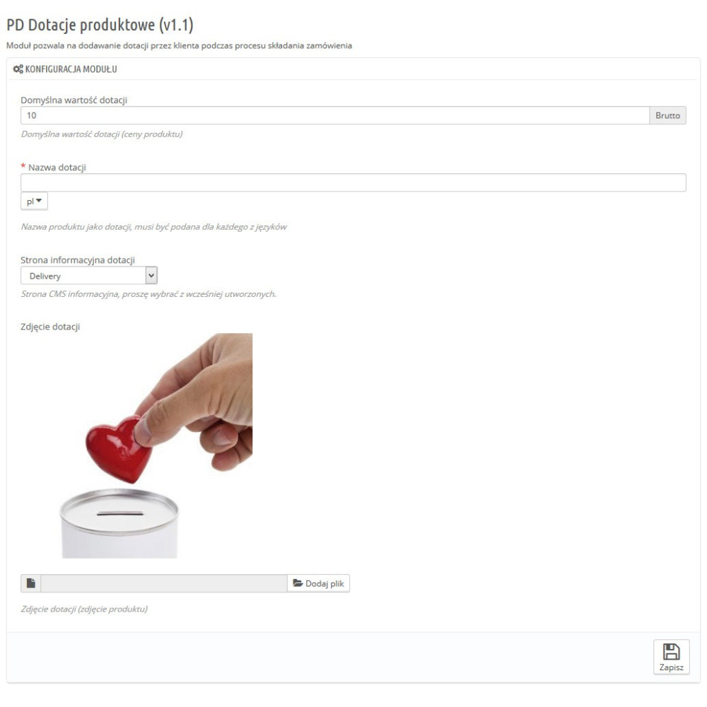 Modulo di sovvenzione / donazione quando si effettua un ordine per PrestaShop