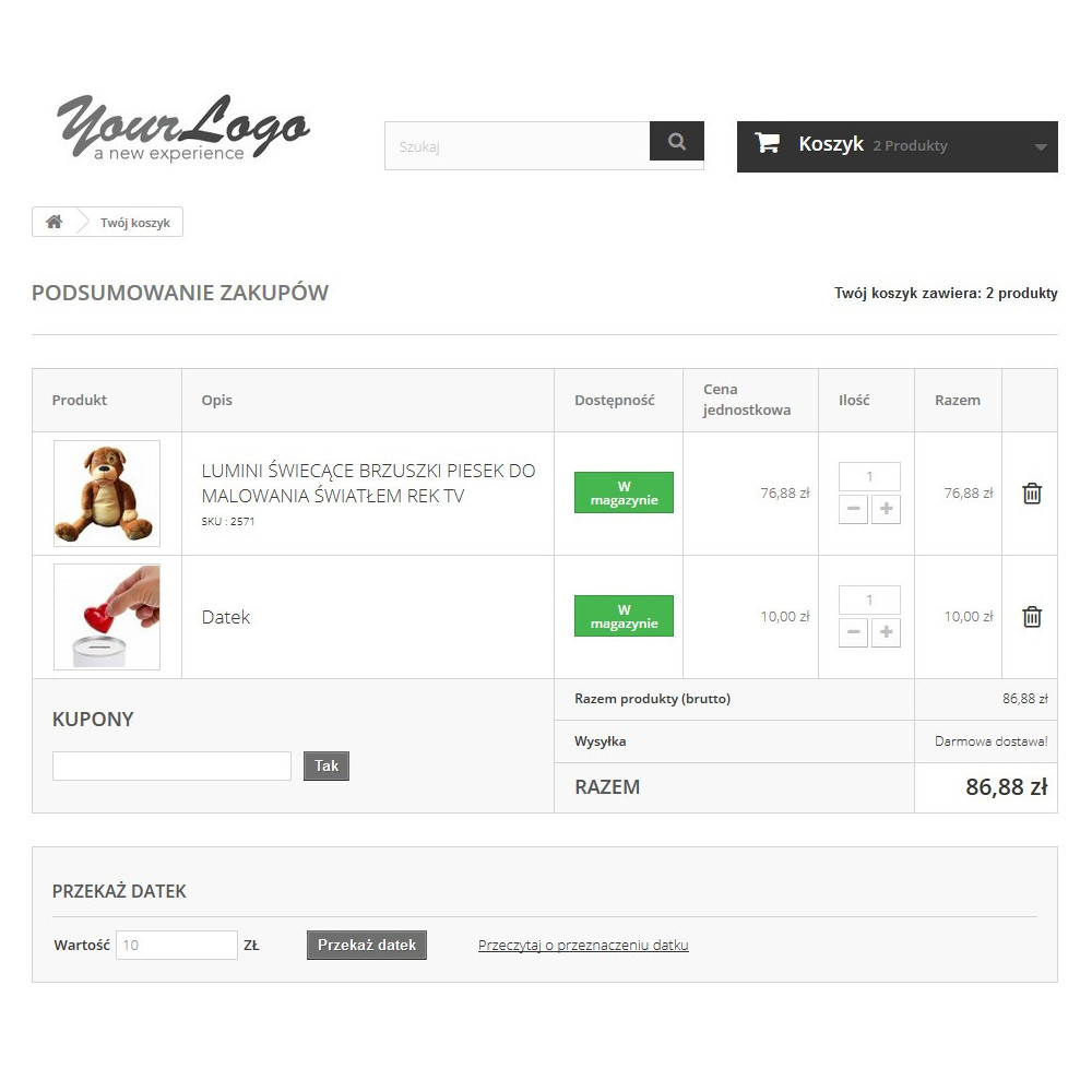 Module grants/donations when you order skłądania for PrestaShop