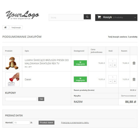 Module grants/donations when you order skłądania for PrestaShop