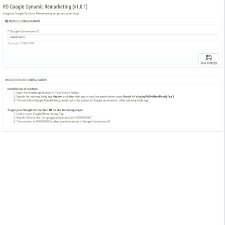 Google Remarketing Pro dynamique pour PrestaShop 1.5 x et x 1,6
