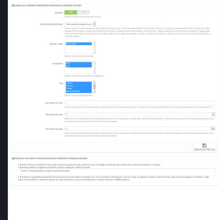 Dodací modul zdarma pro vybrané produkty pro PrestaShop 1.5.xa 1.6.x.