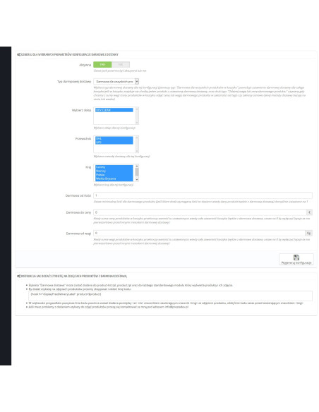 Kostenlose Lieferung für ausgewählte Produkte für PrestaShop 1.5.x und 1.6.x