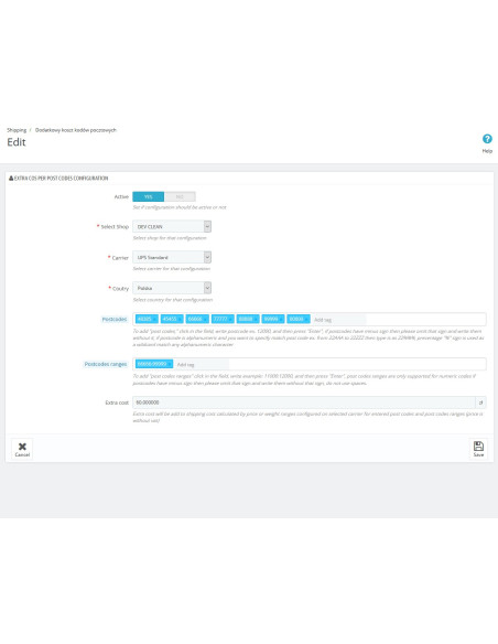 Moduł kody pocztowe dodatkowa opłata Pro dla PrestaShop | Moduły prestashop | PrestaDev.pl