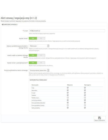 Moduł negocjacja ceny / alert cenowy dla PrestaShop | Moduły prestashop | PrestaDev.pl