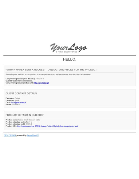 Moduł negocjacja ceny / alert cenowy dla PrestaShop | Moduły prestashop | PrestaDev.pl