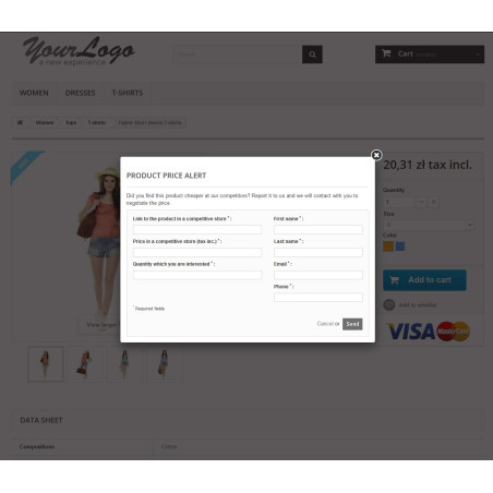 Price/price alert negotiation module for PrestaShop 15 x and 16 x