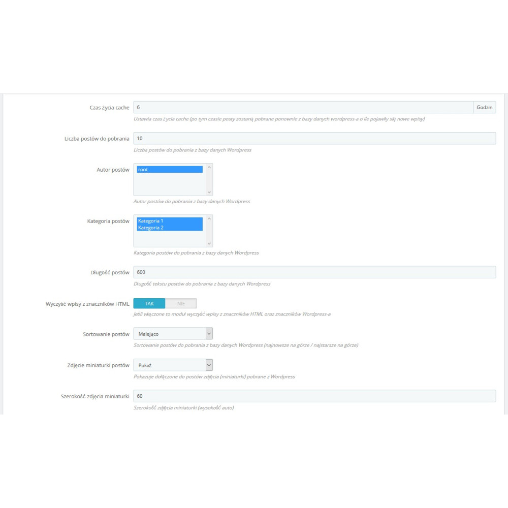 Moduł integracji z Wordpress Pro dla PrestaShop