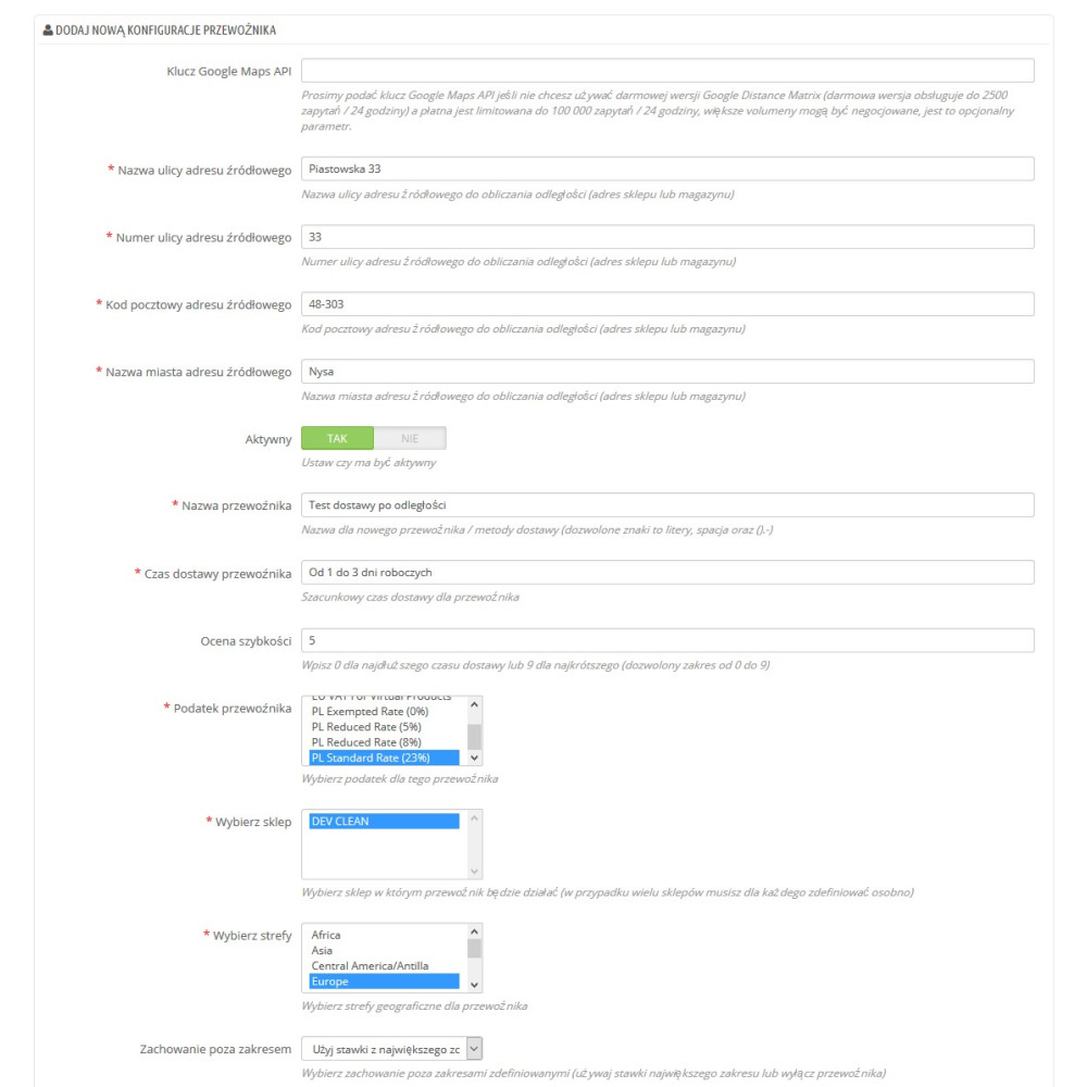Модуль доставки на основі відстані Pro для PrestaShop 1.5.x та 1.6.x