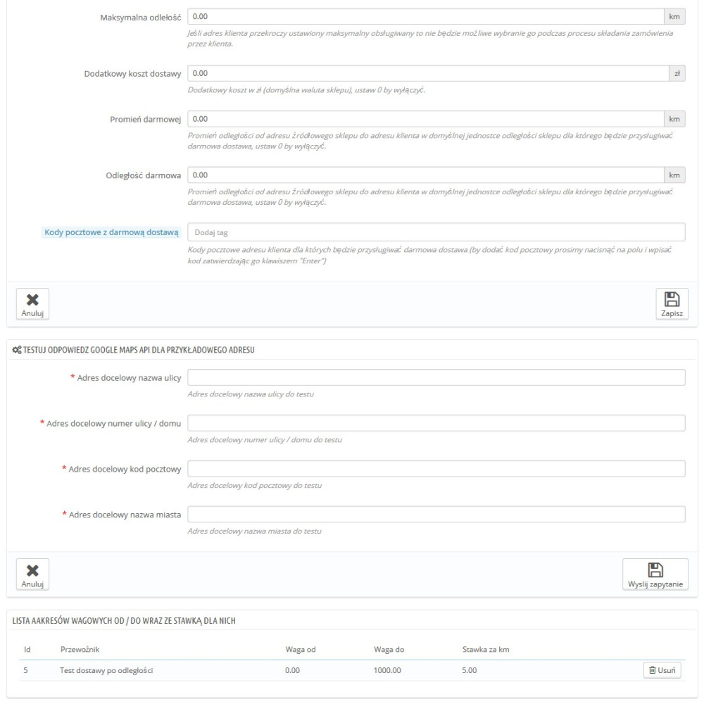 Moduł dostawy bazujacy na odległości Pro dla PrestaShop 1.5.x oraz 1.6.x