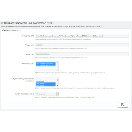 Il modulo DPD contrassegna gli ordini come consegnati per PrestaShop 1.5.xe 1.6.x.