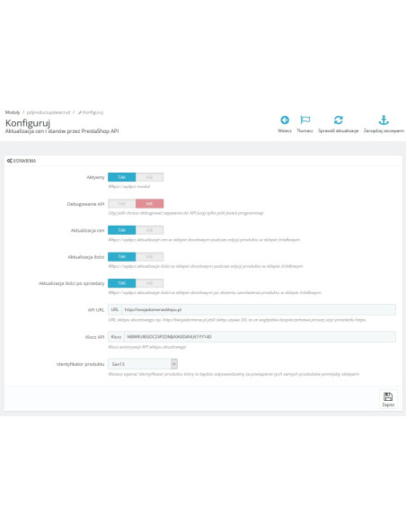 Aggiornamento dei prezzi e dell'inventario tramite PrestaShop API (CRUD)