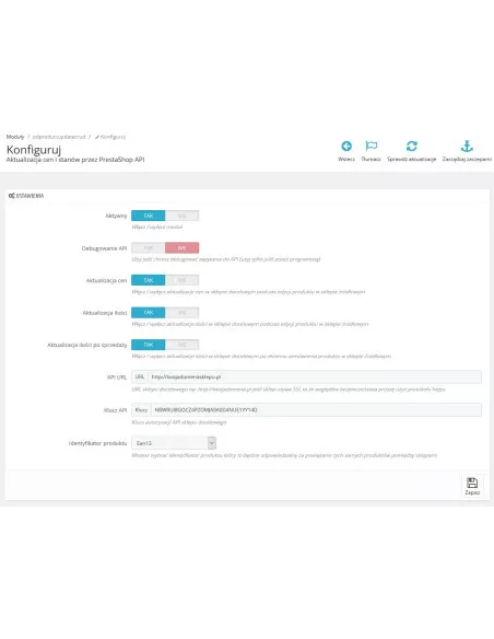 Preis- und Inventaraktualisierung durch PrestaShop API (CRUD)
