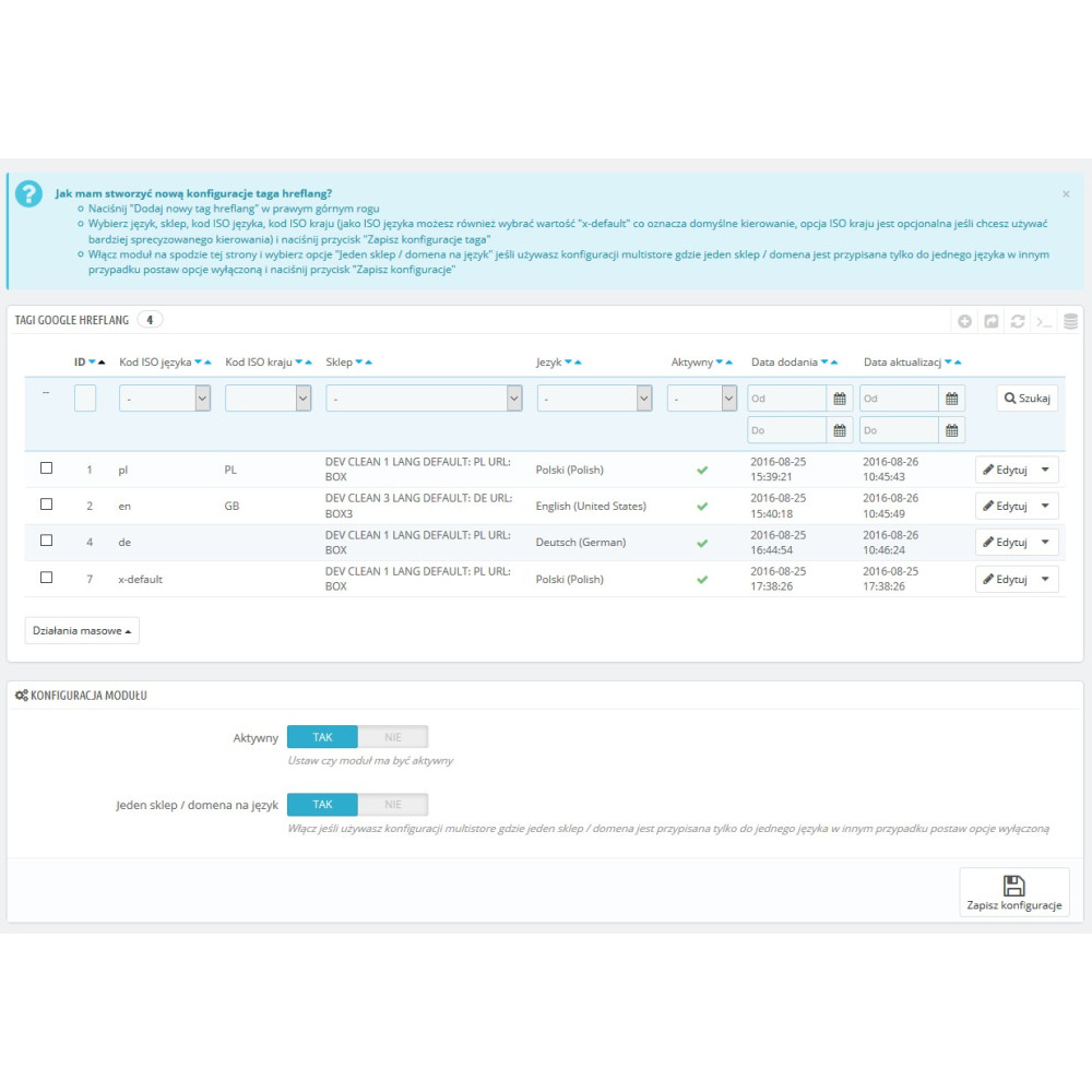 Tag Google Hreflang Pro per PrestaShop 1.5.xe 1.6.x.