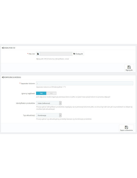 Preisaktualisierung aus der CSV-Datei für PrestaShop 1.5.x und 1.6.x
