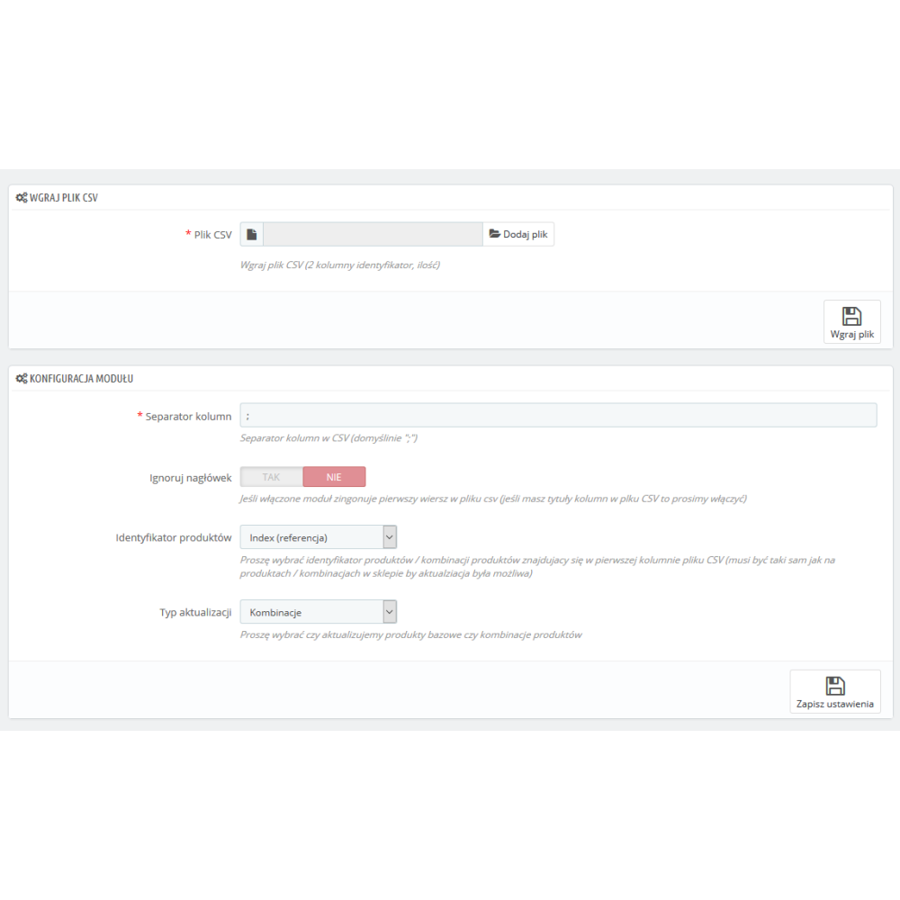 Aktualizace inventáře ze souboru CSV pro PrestaShop 1.5.xa 1.6.x.