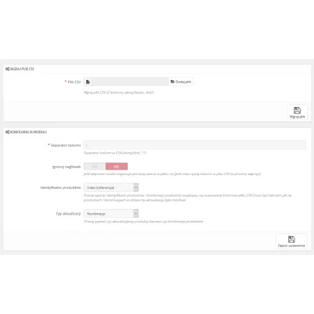 Aggiornamento dell'inventario da file CSV per PrestaShop 1.5.xe 1.6.x.