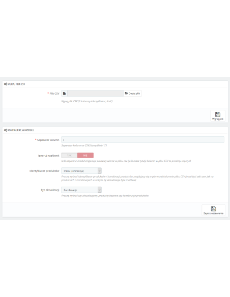 Update des Inventars aus einer CSV-Datei für PrestaShop 1.5.x und 1.6.x
