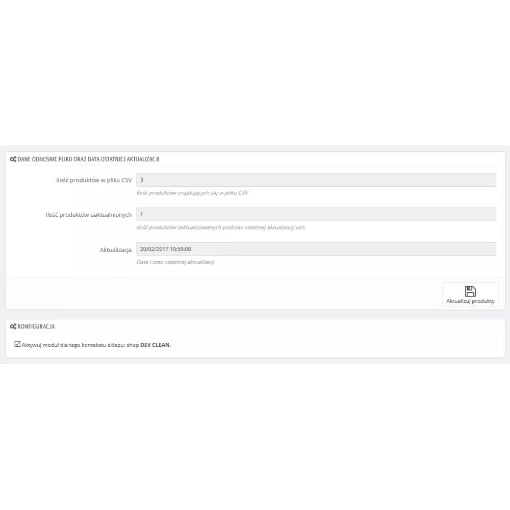 Aggiornamento dell'inventario da file CSV per PrestaShop 1.5.xe 1.6.x.