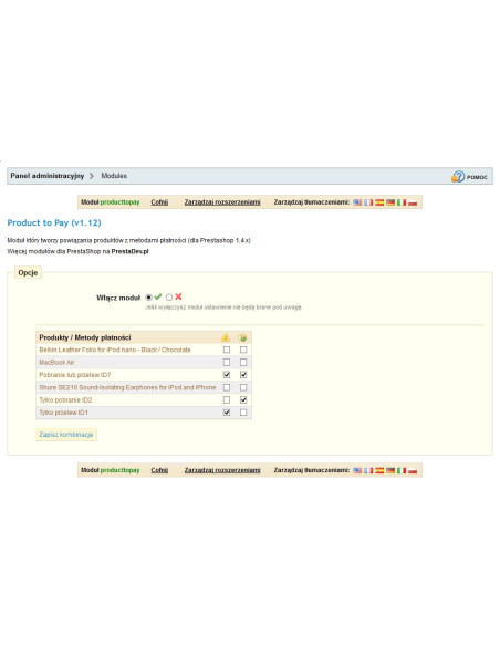 Assegnazione di un prodotto a un metodo di pagamento per la SV 1.4.x