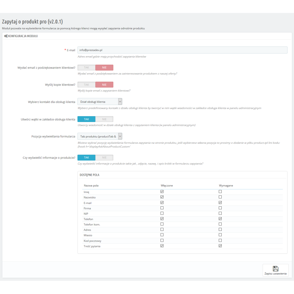 Fragen Sie nach dem Produkt Pro Modul für PrestaShop