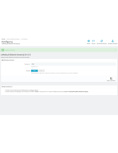 Modulo di monitoraggio delle vendite di LaModa per Prestashop 1.5.x 1.6.x 1.7.x
