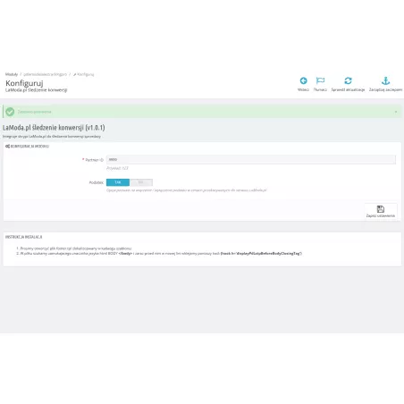 LaModa śledzenie sprzedaży pro moduł dla Prestashop 1.5.x 1.6.x 1.7.x